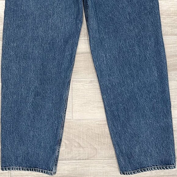 Agolde High Rise Broken Waistband Asymmetrical Jean in Intrigue Blue Denim Sz 28 - Picture 9 of 15